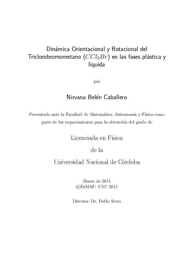 (PDF) Dinámica Orientacional y Rotacional del Triclorobromometano ...