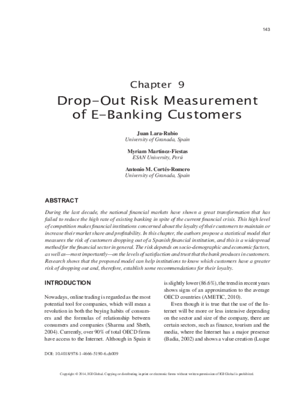 (PDF) Drop-Out Risk Measurement of E-Banking Customers