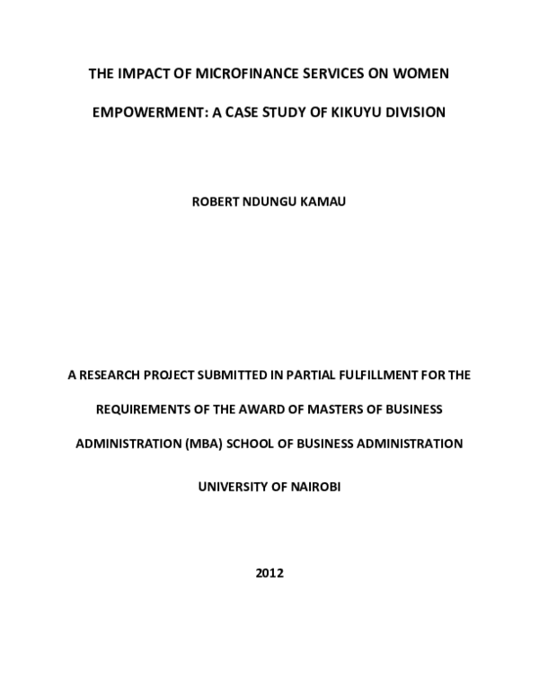 (PDF) The impact of microfinance services on women empowerment: a case ...