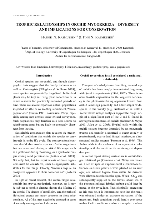 (PDF) Trophic relationships in orchid mycorrhiza – diversity and ...