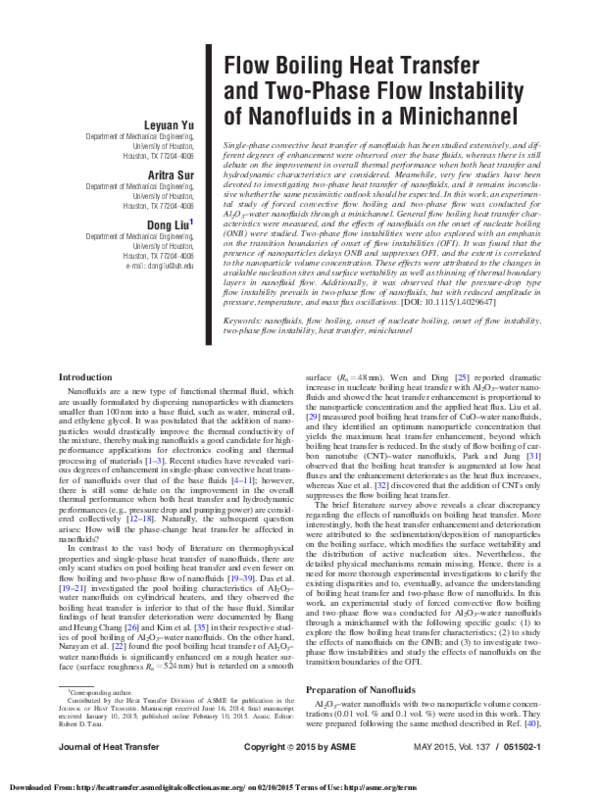 (PDF) Flow Boiling Heat Transfer and Two-Phase Flow Instability of ...