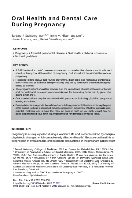 (PDF) Oral Health and Dental Care During Pregnancy