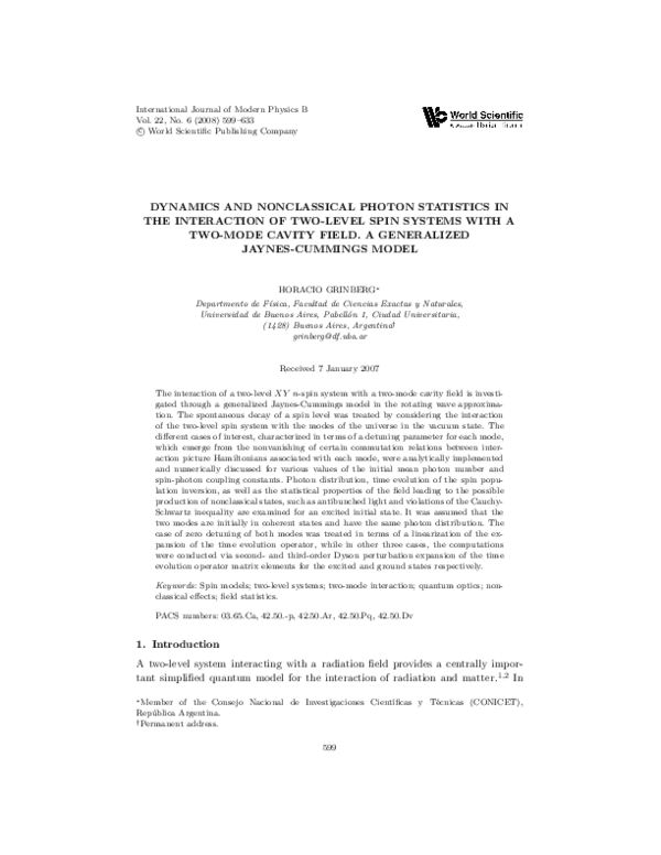 (PDF) Nonclassical Photon Statistics in the Interaction of Two-Level ...