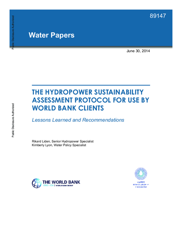 (PDF) The Hydropower Sustainability Assessment Protocol for Use by ...