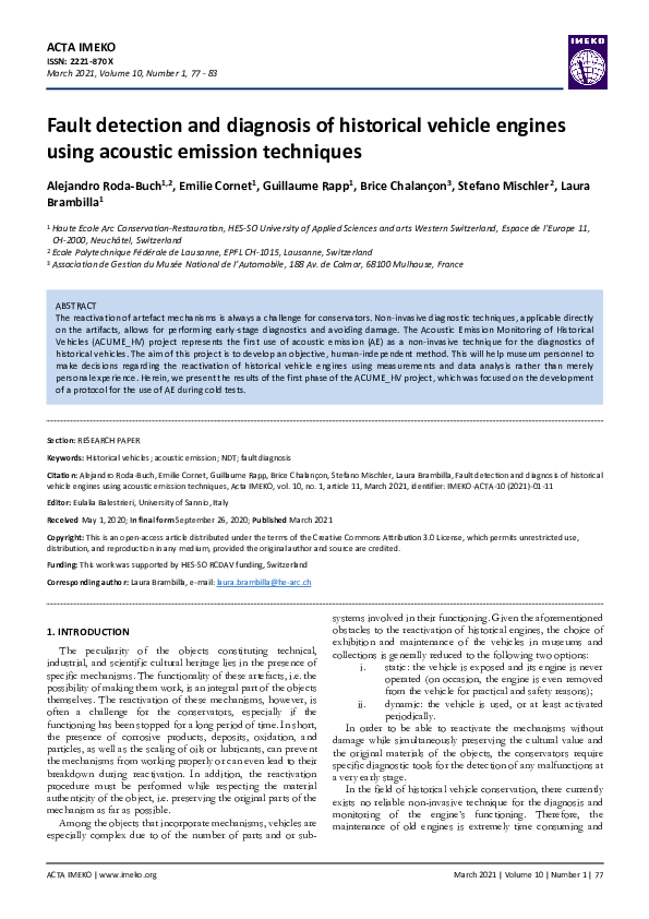 (PDF) Fault detection and diagnosis of historical vehicle engines using ...