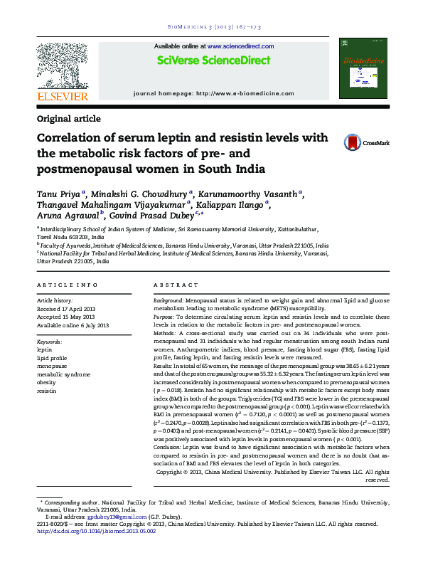 (PDF) Correlation of serum leptin and resistin levels with the ...