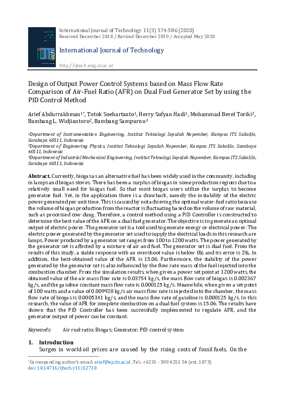 (PDF) Design of Output Power Control System Based on Mass Flow Rate ...