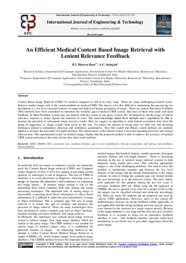 (PDF) An Efficient Medical Content Based Image Retrieval with Lenient ...