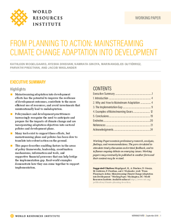 (PDF) From Planning to Action: Mainstreaming Climate Change Adaptation ...