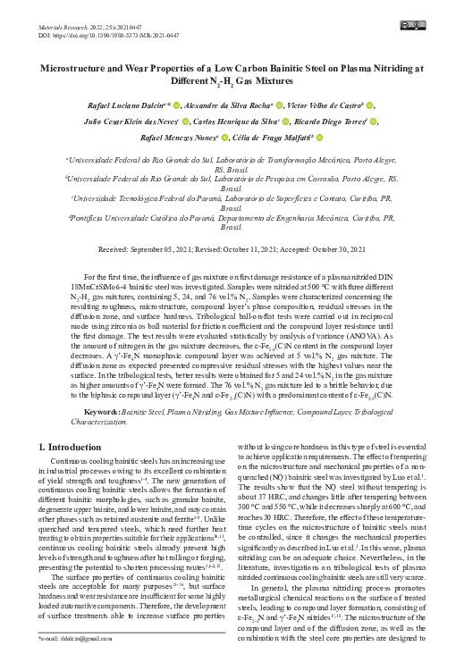 (PDF) Microstructure and Wear Properties of a Low Carbon Bainitic Steel ...