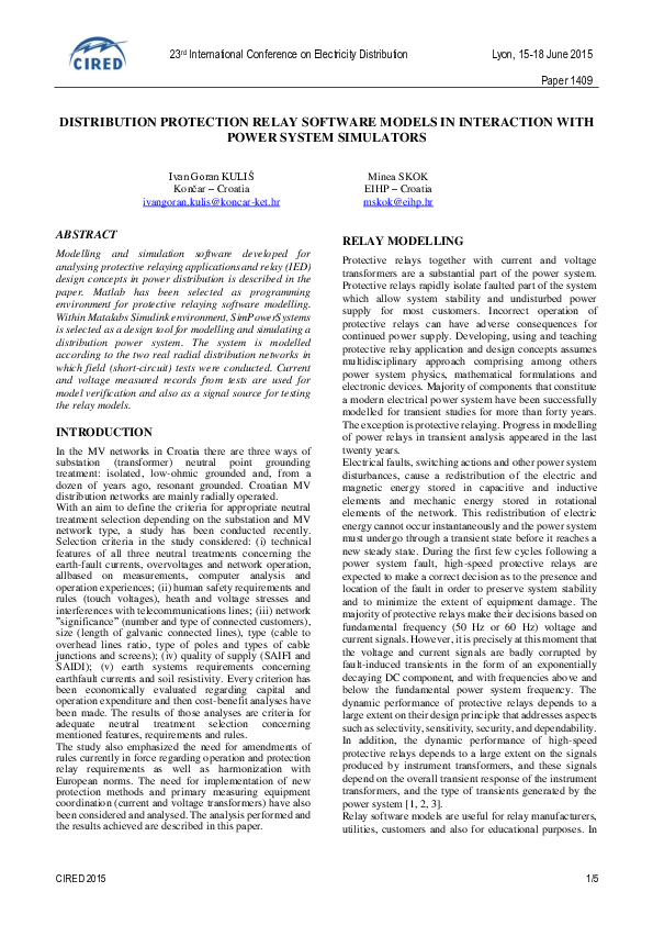 (PDF) Protection relay software models in interaction with power system simulators Ante
