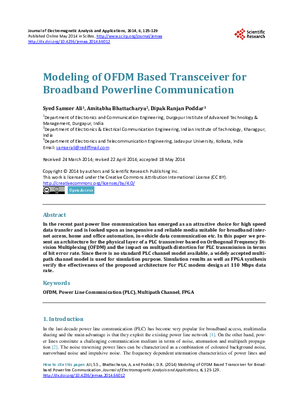 (PDF) Modeling of OFDM Based Transceiver for Broadband Powerline ...