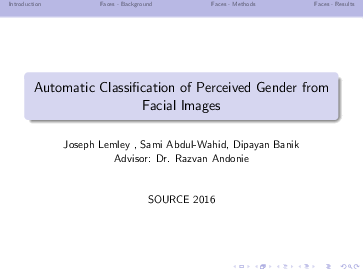 (PDF) Automatic classification of perceived gender from face images