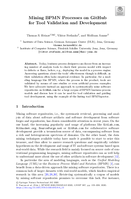 (PDF) Mining BPMN Processes on GitHub for Tool Validation and Development