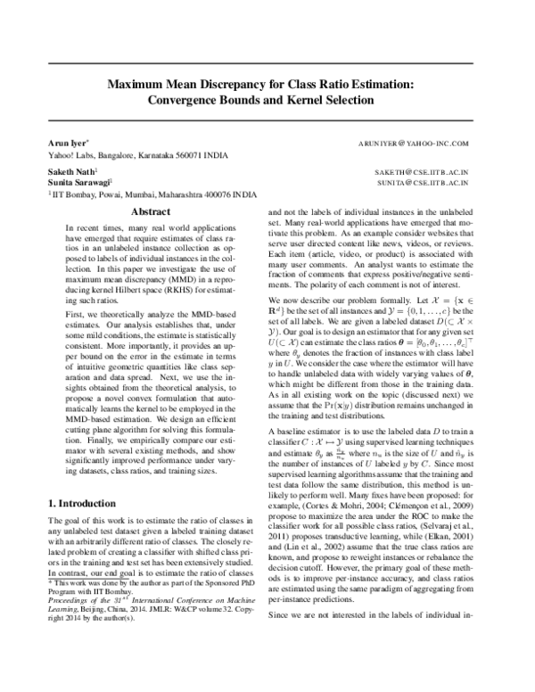 (PDF) Maximum Mean Discrepancy for Class Ratio Estimation: Convergence ...