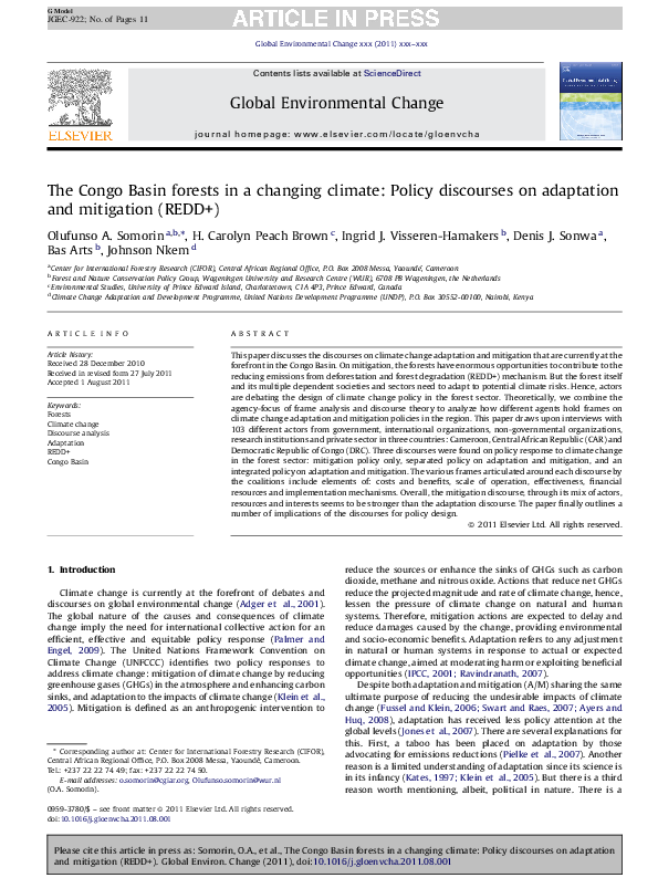 (PDF) The Congo Basin forests in a changing climate: Policy discourses ...