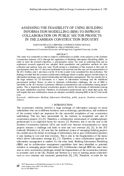 (PDF) Assessing the Feasibility of Using Building Information Modelling ...