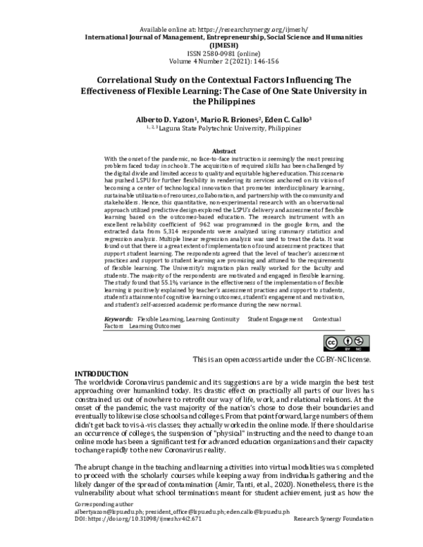 (PDF) Correlational Study on the Contextual Factors Influencing the ...