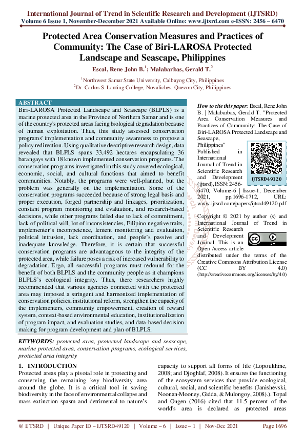 (PDF) Protected Area Conservation Measures and Practices of Community