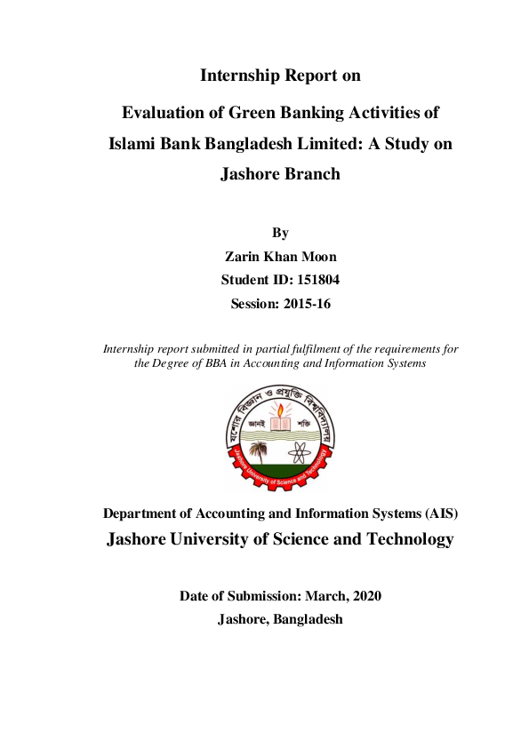 (PDF) Evaluation of Green Banking Activities of Islami Bank Bangladesh ...