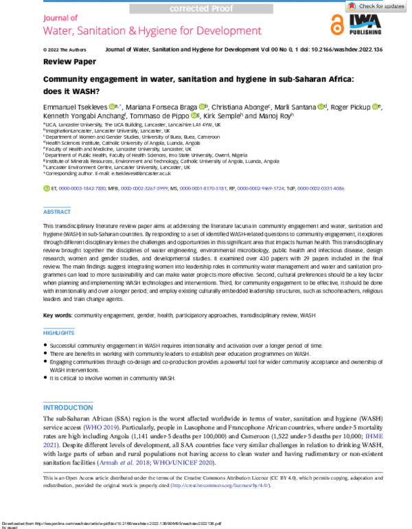 (PDF) Community engagement in water, sanitation and hygiene in sub ...