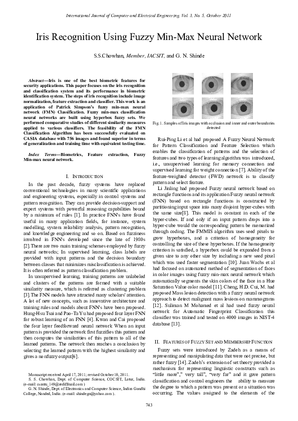 (PDF) Iris Recognition Using Fuzzy Min-Max Neural Network