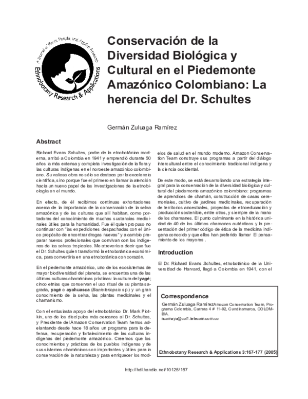 (PDF) Conservación de las Diversidad Biológica y Cultural en el ...