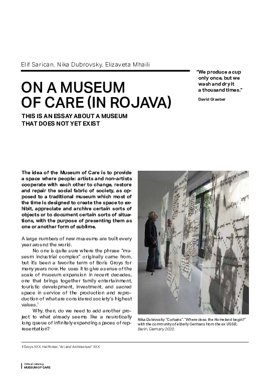 (PDF) Museum of Care in Rojava
