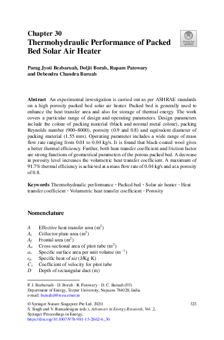 (PDF) Thermohydraulic Performance of Packed Bed Solar Air Heater