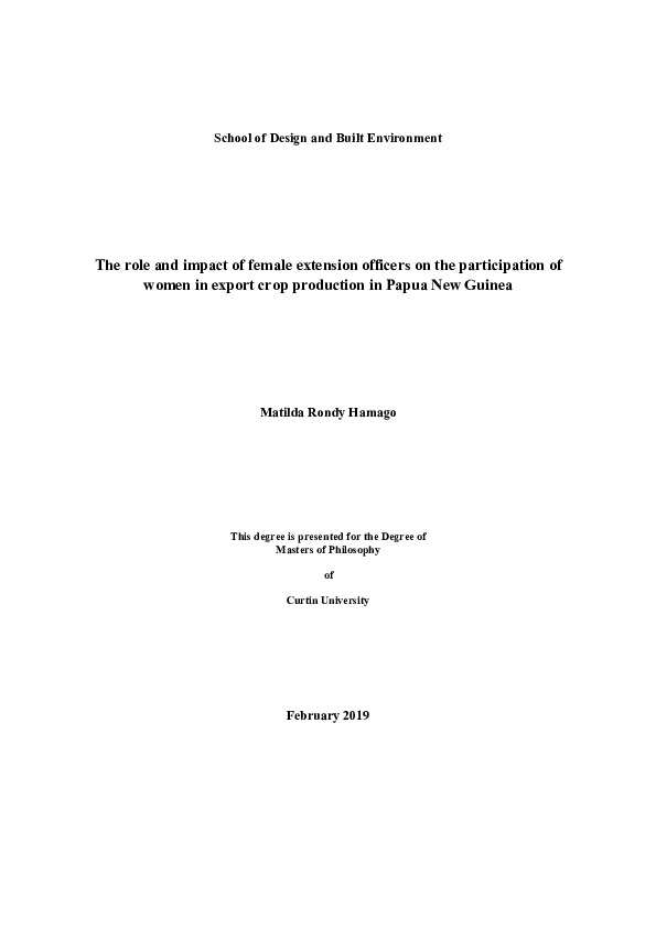 (PDF) The role and impact of female extension officers on the
