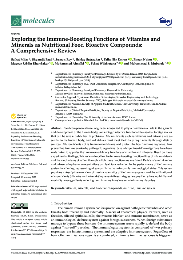 (PDF) Exploring the Immune-Boosting Functions of Vitamins and Minerals ...