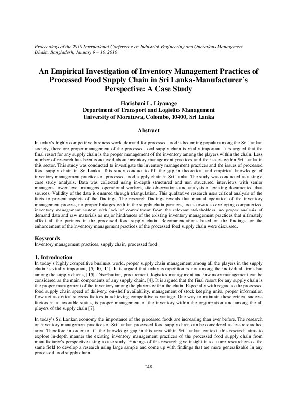 (PDF) An Empirical Investigation of Inventory Management Practices of ...