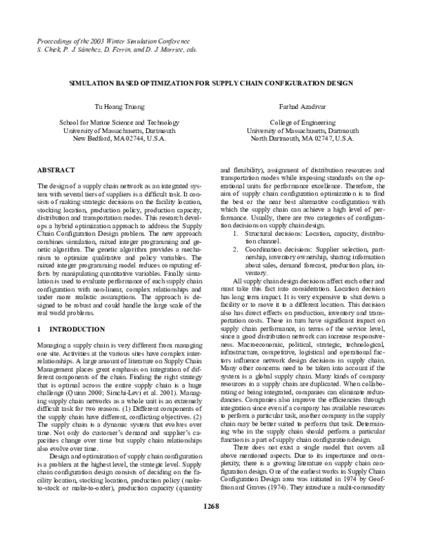 (PDF) Simulation based optimization for supply chain configuration design