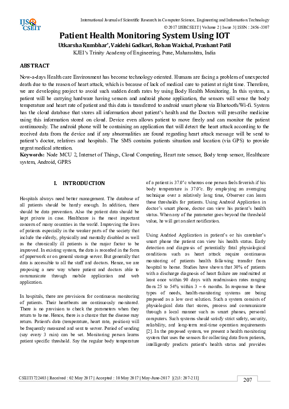 (PDF) Patient Health Monitoring System Using IOT utkarsha kumbhar
