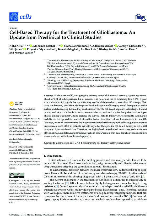 (PDF) Cell-Based Therapy for the Treatment of Glioblastoma: An Update ...