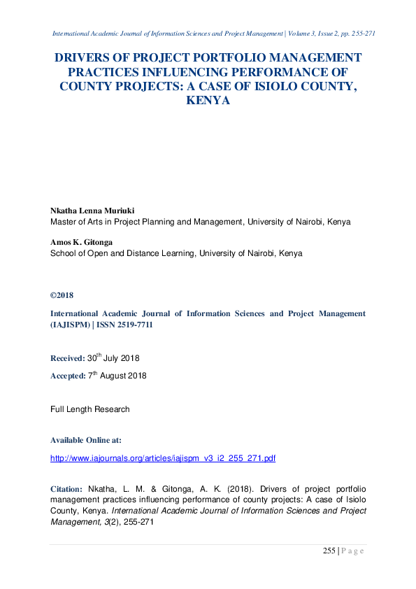 (PDF) Drivers of project portfolio management practices influencing ...