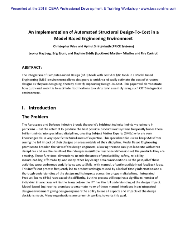 (PDF) An Implementation of Automated Structural Design-To-Cost in a ...
