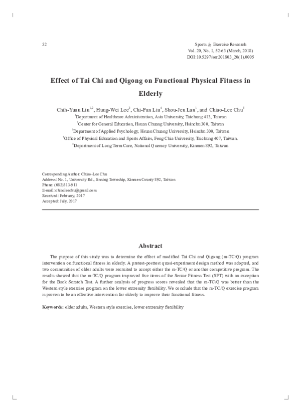 (PDF) Effect of Tai Chi and Qigong on Functional Physical Fitness in ...
