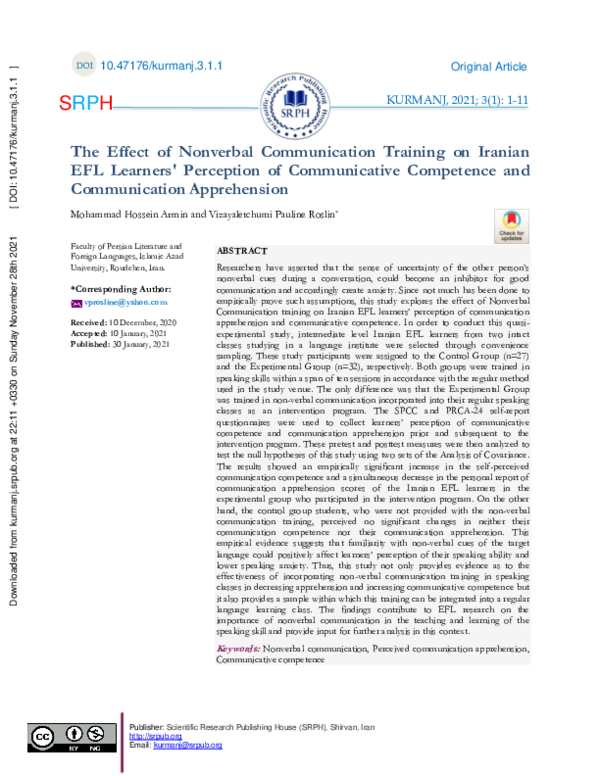 (PDF) The Effect of Nonverbal Communication Training on Iranian EFL ...