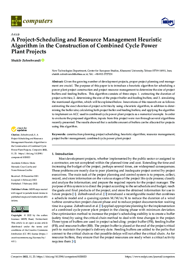 (PDF) A Project-Scheduling and Resource Management Heuristic Algorithm ...