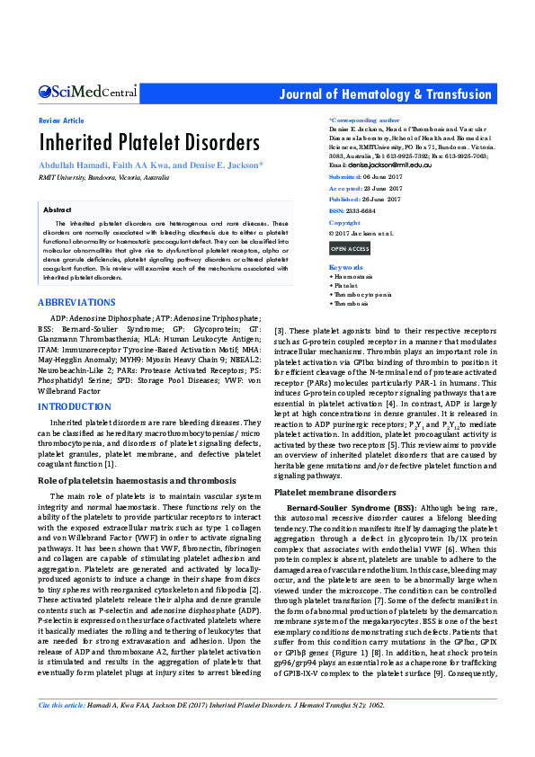 Inherited Platelet Disorders