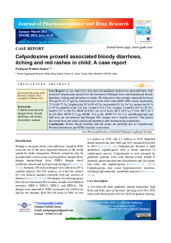 (PDF) Cefpodoxime Proxetil associated bloody diarrhoea, itching and red ...