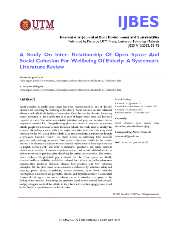 (PDF) A Study On Inter- Relationship Of Open Space And Social Cohesion ...