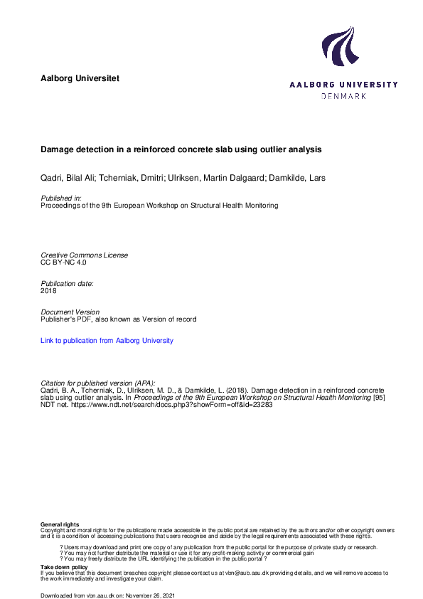 (PDF) Damage detection in a reinforced concrete slab using outlier analysis
