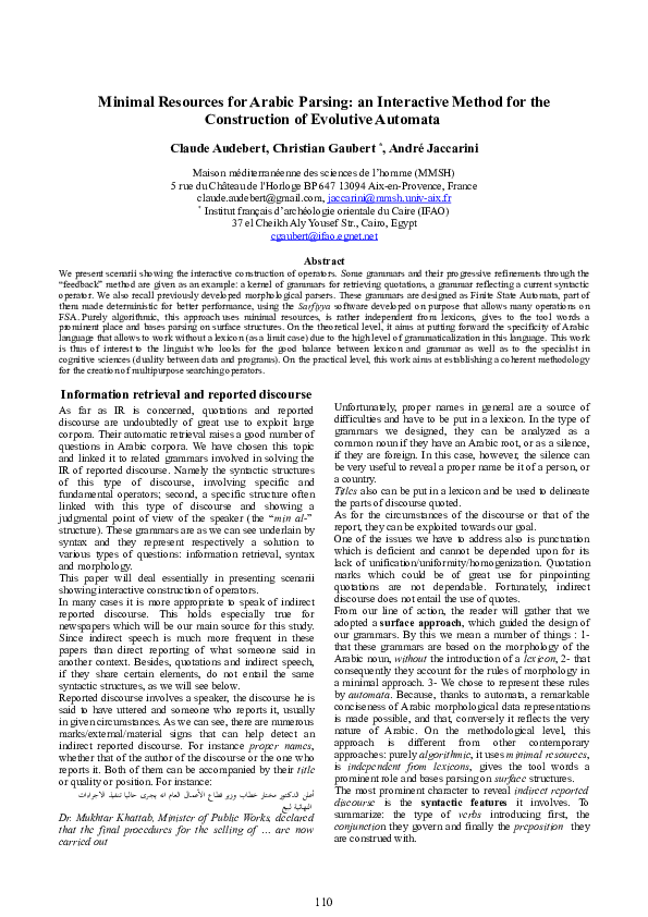 (PDF) Minimal Resources for Arabic Parsing : an Interactive Method for ...