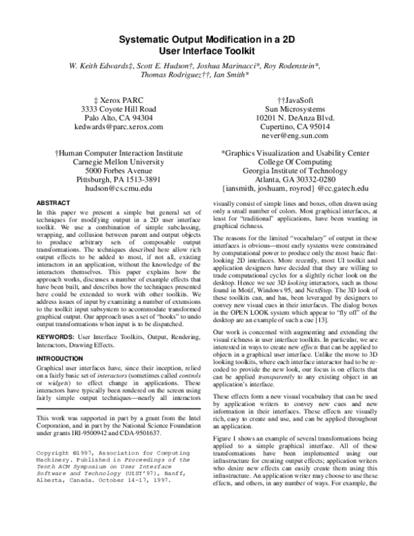 (PDF) Systematic output modification in a 2D user interface toolkit