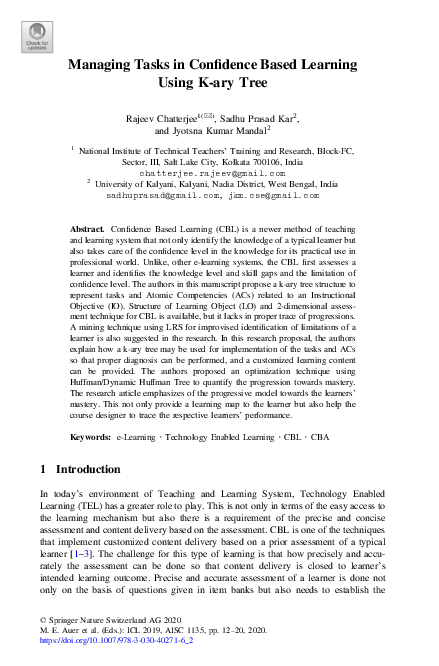 (PDF) Managing Tasks in Confidence Based Learning Using K-ary Tree