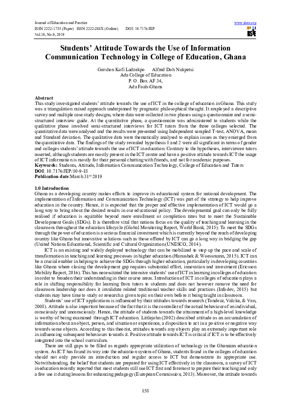 (PDF) Students’ Attitude Towards the Use of Information Communication ...