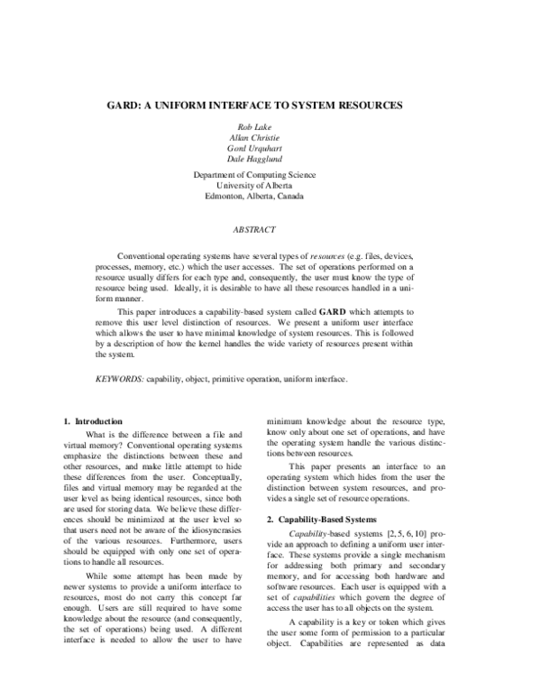 (PDF) Gard: A Uniform Interface to System Resources