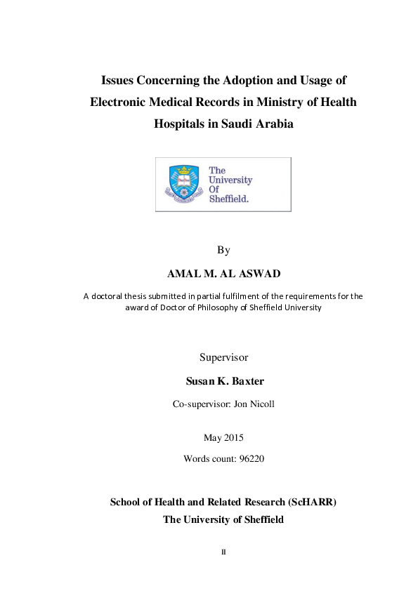 (PDF) Issues Concerning the Adoption and Usage of Electronic Medical